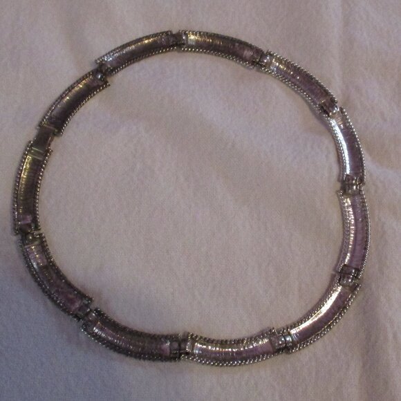 Hamsa Pendant Necklace Colorful and Napier Choker Silver Tone Metal - Picture 5 of 11